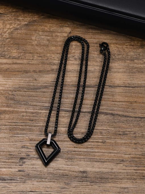 Black pendant with chain 60cm [PN 1847] Stainless steel Hip Hop Geometric Pendant